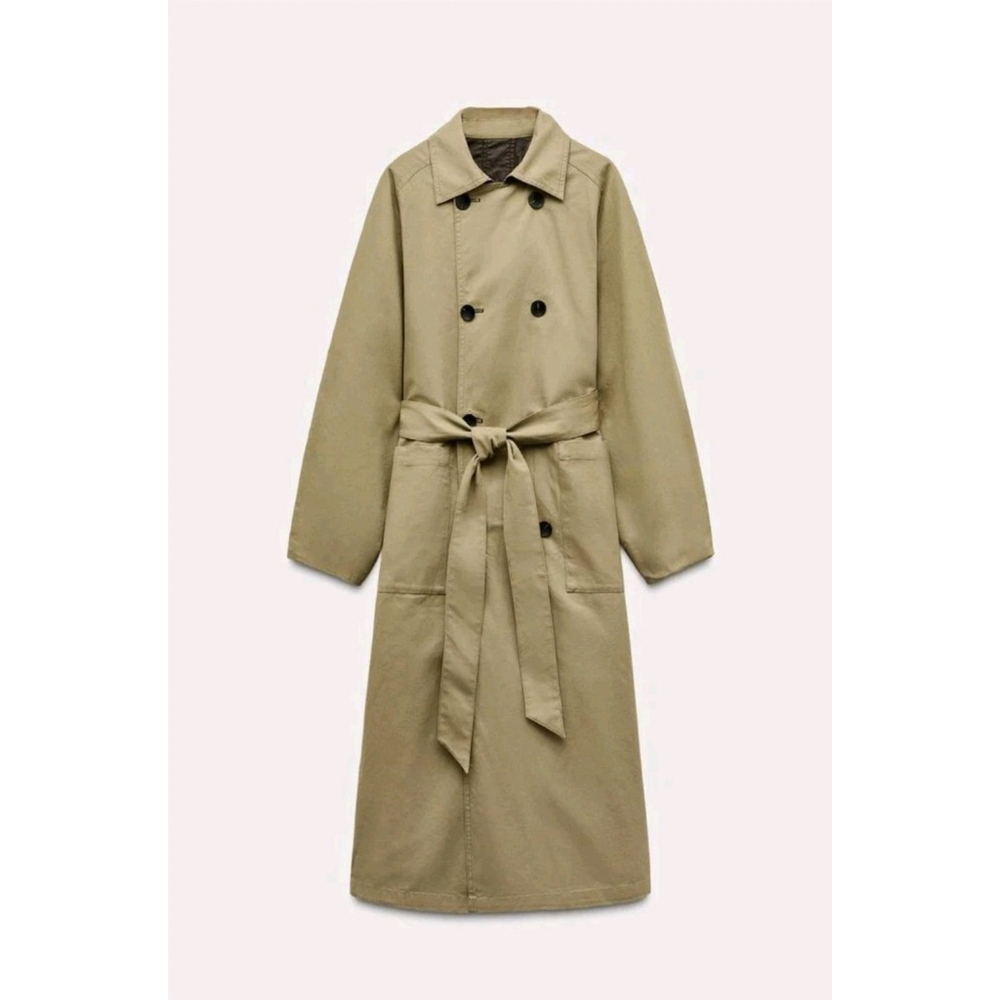 ZARA Reversible Trench Coat ZW COLLECTION Brown Tan Size Small NWT - Picture 2 of 16